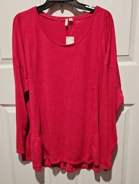 Cato Hot Pink Long Sleeve Scoop Neck Top